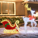 LED Lighted Christmas Reindeer and Santas Sleigh