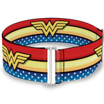 Cinch Waist Belt - Wonder Woman Logo Stripe Stars Red Gold Blue White