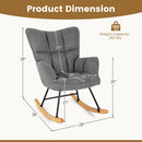 Linen Nursery Rocking Chair with High Backrest and Padded Armrests