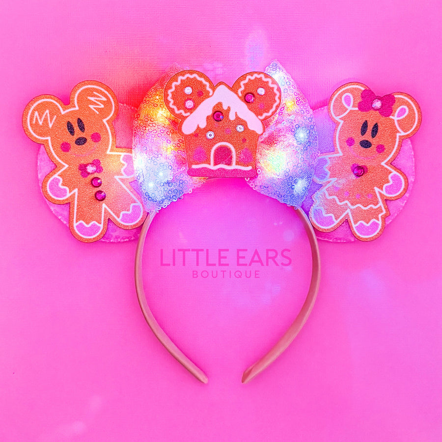 Light Up Pink Ginger Christmas Ears