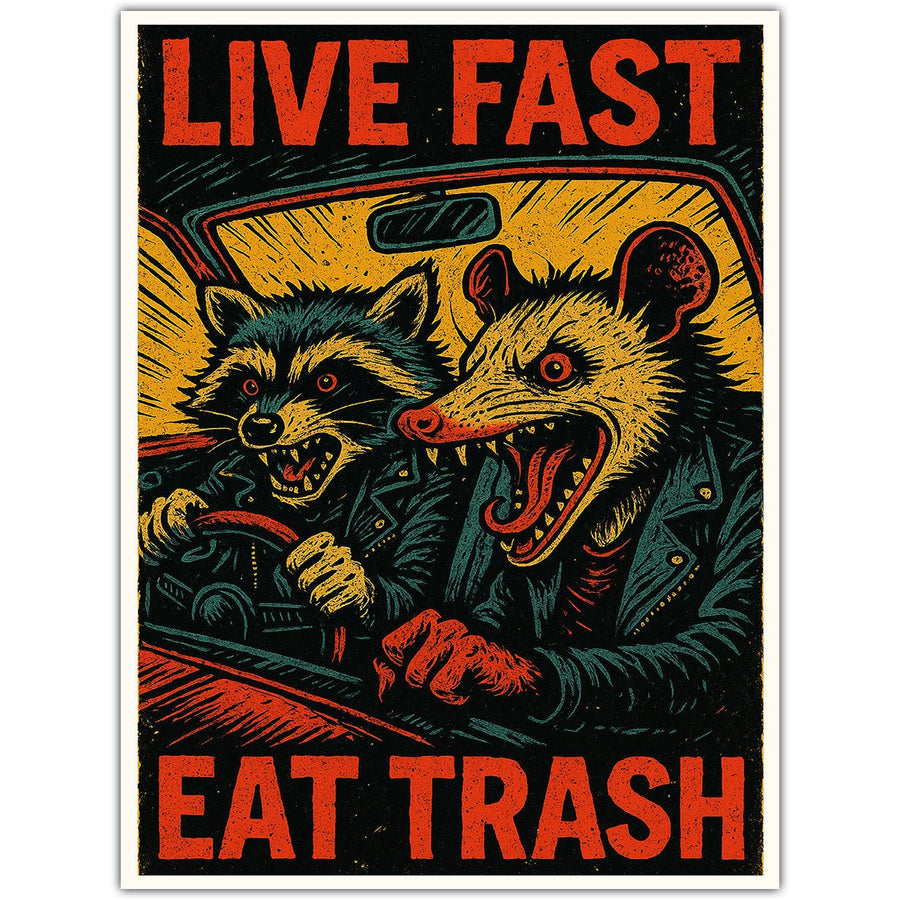 Live Fast Eat Trash Sticker