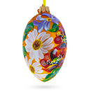 Poppy & Daisy Flowers Glass Egg Ornament 4 Inches
