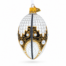 Mother Of Pearl on Gold Filigree Glass Egg Christmas Ornament 4 Inches