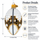 Mother Of Pearl on Gold Filigree Glass Egg Christmas Ornament 4 Inches