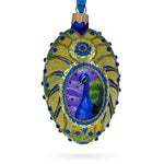 Peacock Glass Egg Ornament 4 Inches