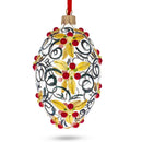 Red Berries On Clear Glass Egg Ornament 4 Inches