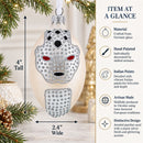 French Designer Jeweled Panther Glass Egg Christmas Ornament 4 Inches