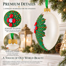 Louis-Francois Designer Jeweled Arabesque Glass Egg Christmas Ornament 4 Inches