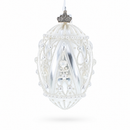 Pearlized Drops on White Glass Egg Christmas Ornament 4 Inches