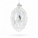 Pearlized Drops on White Glass Egg Christmas Ornament 4 Inches