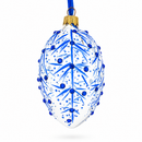 Blue Branches Glass Egg Christmas Ornament 4 Inches