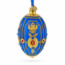 Golden Eagle on Blue Glass Egg Christmas Ornament 4 Inches