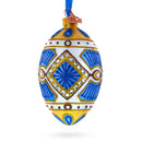 Diamonds on Square Glass Egg Ornament 4 Inches