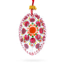 Red Poppy Floral Glass Egg Ornament 4 Inches