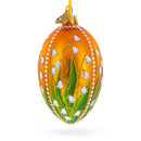 Lily of the Valley on Gold Egg Glass Ornament 4 Inches