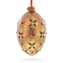 Gilded Bloom & Pearl Lattice Jeweled Glass Egg Ornament 4 Inches