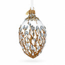 Clear Jeweled Tree Branch Glass Egg Christmas Ornament