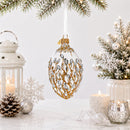 Clear Jeweled Tree Branch Glass Egg Christmas Ornament