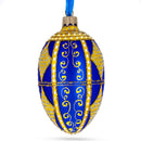 Golden Rhombus Glass Egg Christmas Ornament 4 Inches
