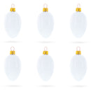 Set of 6 Glossy White Mini Glass Egg Ornaments 2.9 Inches