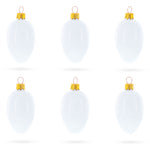 Set of 6 Glossy White Mini Glass Egg Ornaments 2.9 Inches