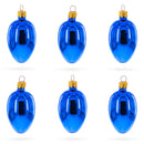 Set of 6 Glossy Blue Mini Glass Egg Ornaments 2.9 Inches