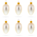 Set of 6 Champagne Mini Glass Egg Ornaments 2.9 Inches