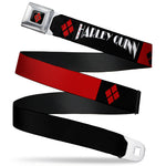 Harley Quinn Diamond Full Color Black Red Seatbelt Belt - HARLEY QUINN/Diamonds Black/Red/White Webbing