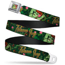 Poison Ivy Pin-Up Face Full Color Seatbelt Belt - POISON IVY Bombshell Poses Greens/Reds Webbing