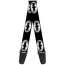 Guitar Strap - Cloudy Bat Signal Black White