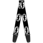 Guitar Strap - Cloudy Bat Signal Black White