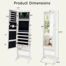 Lockable Freestanding Jewelry Cabinet Armoire with Full-Length Mirror and Lights