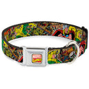 MARVEL COMICS Marvel Comics Logo Full Color Seatbelt Buckle Collar - Thor & Loki Poses/Retro Comic Books Stacked