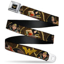 Wonder Woman 2017 Icon Full Color Black/Gold Seatbelt Belt - Wonder Woman 2017 Icon/3-Poses/Lasso of Truth Black/Brown/Golds Webbing