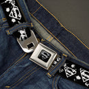 Superman Black Silver Seatbelt Belt - Superman Shield Splatter Black/White Webbing