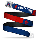 Harley Quinn Diamond Full Color Blue Red Seatbelt Belt - HARLEY QUINN/Diamonds Blue/Red/White Webbing