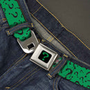 Riddler "?" Full Color Black Green Seatbelt Belt - Question Mark Scattered3 Dark Green/Black Webbing