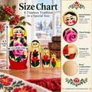Wooden Semenov Yellow Gown Nesting Dolls - Magenta Rose Matryoshka 4.2 Inches