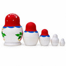 Beautiful Wooden  with Red Color Hood and Pink Flowers Nesting Dolls