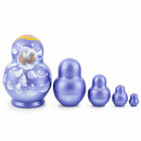 Purple Color with White Color Flowers Wooden  Nesting Dolls