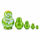 Wooden Green Floral Nesting Dolls - Lime Stacking Matryoshka 3.1 Inches
