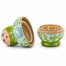 Wooden Green Floral Nesting Dolls - Lime Stacking Matryoshka 3.1 Inches