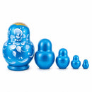 Wooden Turquoise Floral Nesting Dolls - Sky Blue Matryoshka 3.1 Inches