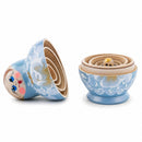 Wooden Icy Blue Winter Floral Nesting Dolls - Stacking Matryoshka 3.1 Inches