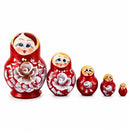 Wooden Plum Burgundy Floral Nesting Dolls - Stacking Matryoshka 3.1 Inches