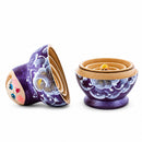 Wooden Metallic Plum Floral Nesting Dolls - Stacking Matryoshka 3.1 Inches