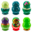 Set of 2 Green Salt and Pepper Shakers Nesting Dolls in Assortment (Styles May Vary)