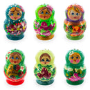 Set of 2 Green Salt and Pepper Shakers Nesting Dolls in Assortment (Styles May Vary)