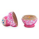 Light Pink Color with White Flowers Wooden  Nesting Dolls