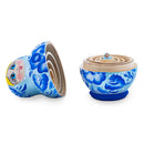 Wooden Gzhel Floral Nesting Dolls - Blue Stacking Matryoshka 3.1 Inches